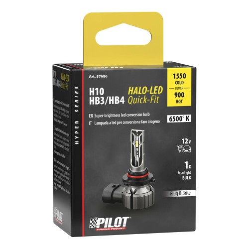 Lampa - Λάμπα H10/HB3/HB4 12V PY20d/P20d/P22d 1550/900lm 6500K Halo LED Quick-Fit Hyper Series με Παθητική Ψύξη - 1 Τεμ. (L5768.6)