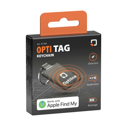 Optiline – OptiTag Keychain Ασύρματος Εντοπιστής Apple Find My σε Μπρελόκ 37×47 mm, Επαναφορτιζόμενος, IPX5, 8 Μήνες Αυτονομία – 1 Τεμ. (L9176.8)