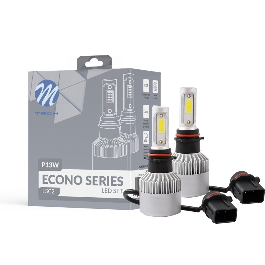 P13W LED SET C6 9-32V 6.500K 10.000lm 4 X 10W ΛΑΜΠΑ ΜΕ COB EPISTAR 1021 LED ΚΑΙ ΑΝΕΜΙΣΤΗΡΑΚΙ M-TECH - 2 ΤΕΜ.