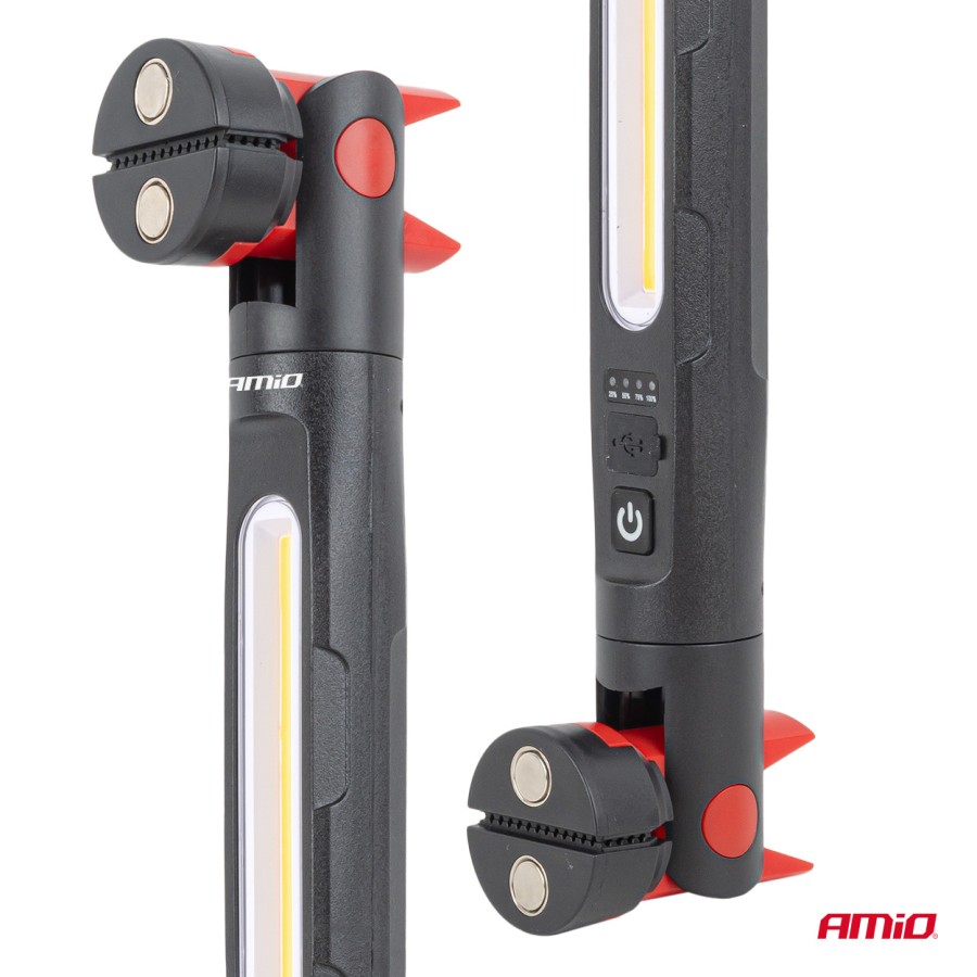 Amio – Φακός Εργασίας LED Επαναφορτιζόμενος 4000mAh με Ισχυρό Μαγνήτη & Κλιπ Universal, προσφέρει αυτόνομο φωτισμό υψηλής ευκρίνειας – 1 Τεμ. (05024/AM)