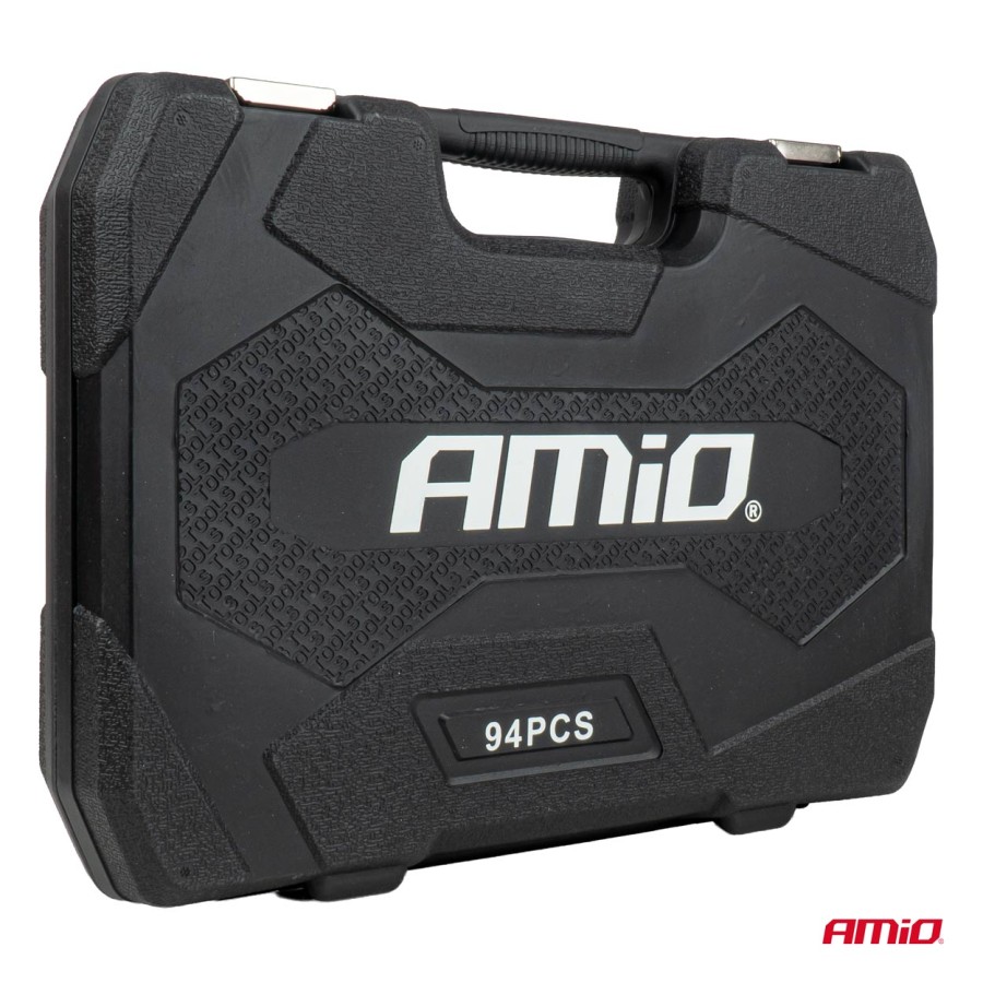 Amio – Σετ Εργαλείων Κασετίνα 94 Τεμαχίων με Καστάνιες, Καρυδάκια & Μύτες Universal, εξασφαλίζει απόλυτη ετοιμότητα και εργονομία – 1 Σετ (05018/AM)