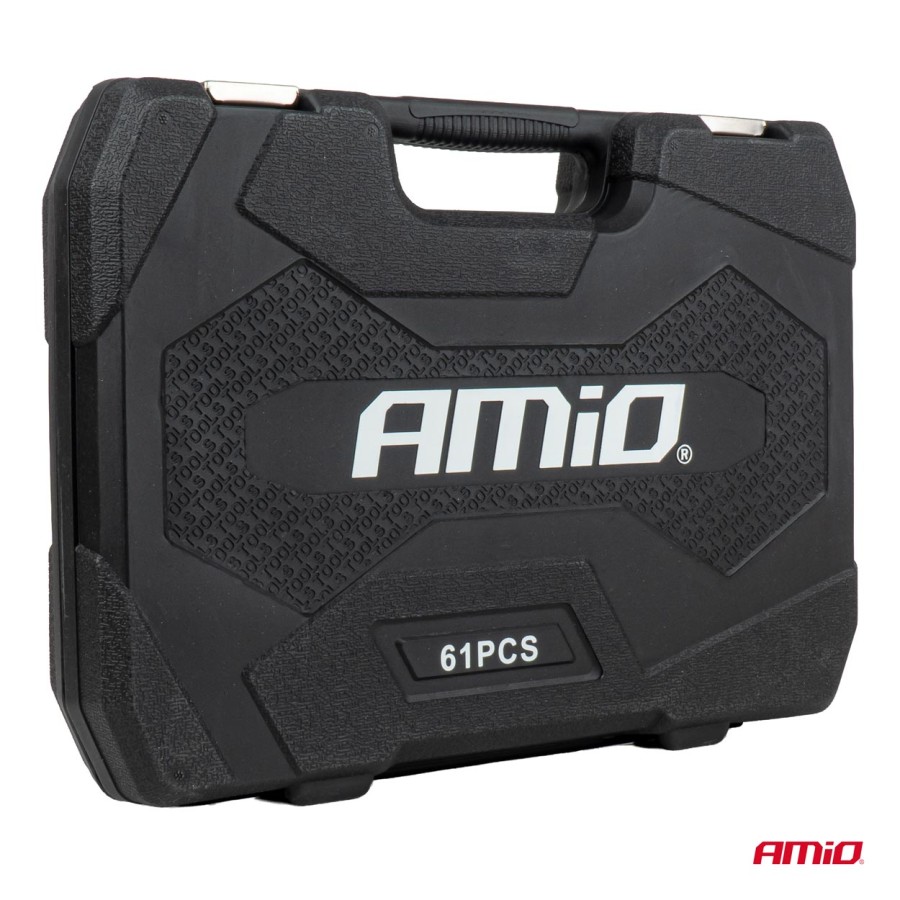 Amio – Σετ Εργαλείων Κασετίνα 61 Τεμαχίων με Καστάνιες, Καρυδάκια & Γερμανoπολύγωνα Universal, προσφέρει εργονομική ευχέρεια σε κάθε επισκευή – 1 Σετ (05018/AM)