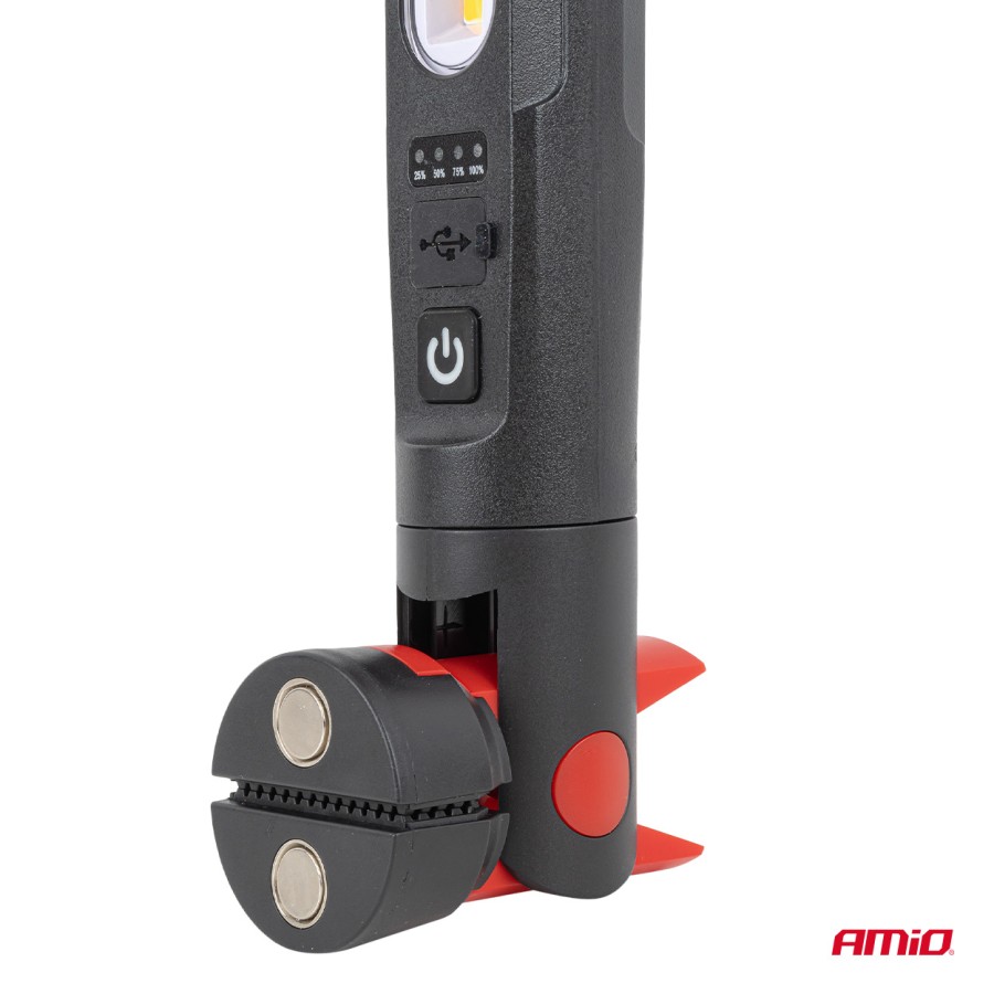 Amio – Φακός Εργασίας LED Επαναφορτιζόμενος 4000mAh με Ισχυρό Μαγνήτη & Κλιπ Universal, προσφέρει αυτόνομο φωτισμό υψηλής ευκρίνειας – 1 Τεμ. (05024/AM)