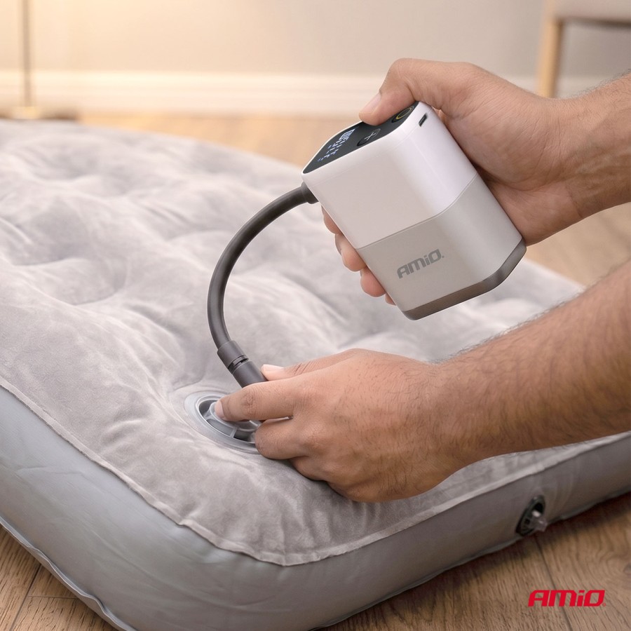 Amio – Φορητό Ψηφιακό Κομπρεσέρ / Τρόμπα Ποδηλάτου Επαναφορτιζόμενη 40W USB-C 150 PSI Universal, εξασφαλίζει ακαριαίο φούσκωμα με αυτόματη διακοπή – 1 Τεμ. (04946/AM)