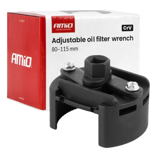 Amio – Κλειδί Φίλτρου Λαδιού Ρυθμιζόμενο 80–115mm CrV Universal, εξασφαλίζει ακαριαίο κράτημα και εύκολη αλλαγή – 1 Τεμ. (04955/AM)