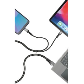ΚΑΛΩΔΙΟ ΦΟΡΤΙΣΗΣ ΚΑΙ ΣΥΓΧΡΟΝΙΣΜΟΥ 100cm 480 MB/S 3000mA ΜΕ 2 USB TYPE C (FAST CHARGE) Καλώδια americat.gr