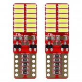 Amio - Λάμπες LED T10 W5W Καρφωτές 12/24V 2.2W 5600K με 24 SMD 4014 CANBUS για Φώτα Θέσης Πινακίδας & Εσωτερικού Φωτισμού με Ισχυρό Λευκό Φως και Χωρίς Σφάλματα - 1 Σετ (01287/AM) Χωρίς Κάλυκα americat.gr