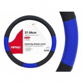 Amio - Κάλυμμα Τιμονιού SWC-04 Μαύρο Μπλε Διάμετρος 37/39cm από Δερματίνη για Προστασία και Άνεση Τιμονιού για Επιβατικά και Επαγγελματικά Αυτοκίνητα - 1 τεμ. (01359/AM) Διάμετρος 37-39 cm americat.gr