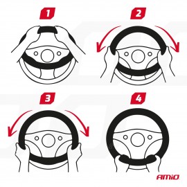 Amio - Κάλυμμα Τιμονιού SWC-09-M Μαύρο από Τεχνόδερμα Διάμετρος 37/39cm για Προστασία και Άνεση Τιμονιού για Επιβατικά και Επαγγελματικά Αυτοκίνητα - 1 τεμ. (01365/AM) Διάμετρος 37-39 cm americat.gr