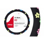 Amio - Κάλυμμα τιμονιού Swc-13 με λουλούδια διάσταση 37/39cm χρώμα μαύρο για Επιβατικά Αυτοκίνητα - 1 τεμ. (01376/AM) Διάμετρος 37-39 cm americat.gr