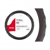 Amio - Κάλυμμα Τιμονιού 37-39cm SWC-21-M Μαύρο με Κόκκινη Ραφή - Σταθερό Κράτημα & Άνεση Οδήγησης - 1 Τεμ (01698/AM) Διάμετρος 37-39 cm americat.gr