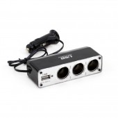 Amio - Αντάπτορας Αναπτήρα Τριπλός με 1 USB 500mA 12/24V 2A Max με Καλώδιο 30cm - Ταυτόχρονη Φόρτιση & Έλεγχος Συσκευών - 1 Τεμ. (01706/AM) Φις Αναπτήρα americat.gr