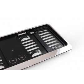 Amio - Πλαίσιο Πινακίδας Αυτοκινήτου Πλαστικό Μαύρο/Ασημί για USA/Japan Πινακίδες με Εσωτερικές Διαστάσεις 30,6x11,5cm και Σταθερή Εφαρμογή Χωρίς Τζόγο - 1 Τεμ. (02109/AM) Πινακίδες και Σήμανση americat.gr