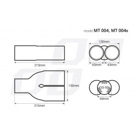 Amio - ΑΚΡΟ ΕΞΑΤΜΙΣΗΣ ΔΙΠΛΗ ΑΠΟΛΗΞΗ ΜΑΥΡΟ 130x215mm Φ35>50mm - 1 τεμ. (02194/AM) Μπούκες Εξάτμισης americat.gr