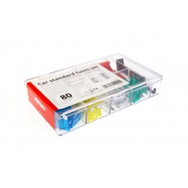 Amio - Ασφάλειες τύπου Standard (ATC/ATO) σετ 80 τεμ. διάφορες εντάσεις σε κασετίνα (10x5A, 10x7.5A, 20x10A, 10x15A, 10x20A, 10x25A, 10x30A) για Επιβατικά Αυτοκίνητα - 1 σετ (02224/AM) Ασφάλειες americat.gr