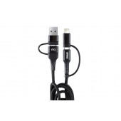 Amio - ΚΑΛΩΔΙΟ ΦΟΡΤΙΣΗΣ ΚΑΙ ΣΥΓΧΡΟΝΙΣΜΟΥ USB C/USB C iOs/USB A 100cm FullLINK UC-15 - 1 τεμ. (02547/AM) Καλώδια americat.gr
