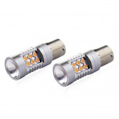 Amio - PY21W 12/24V 6.000k 0.54A - 6.48W 800lm LED 24xSMD3030 CAN-BUS ΠΟΡΤΟΚΑΛΙ 18x56mm -2 ΤΕΜ. (02580/AM) Με Κάλυκα americat.gr