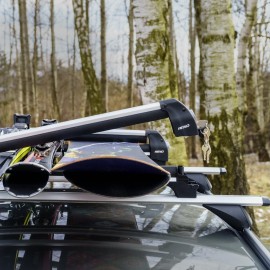 Amio - Βάση Σκι Οροφής SSR-01L από Αλουμίνιο για 6 ζευγάρια Σκι ή 3 σανίδες Snowboard με μήκος 760 mm - 1 Ζευγάρι (02591/AM) Μεταφορά Σκι & Canoe Kayak americat.gr