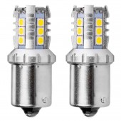 Amio - R5W/R10W P21W BA15S 12/24V 16xSMD 3030 LED ΛΕΥΚΟ CAN-BUS 2ΤΕΜ. (02796/AM) Με Κάλυκα americat.gr