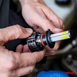 Amio - Λάμπες LED HB4 9006 τύπου 4Size Series τάση λειτουργίας 12/24V απόδοσης 38W για Επιβατικά Αυτοκίνητα και Φορτηγά - 2 τεμ. (02847/AM) Λάμπες americat.gr