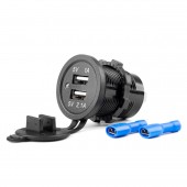 Amio - ΠΡΙΖΑ ΜΕ 2 ΘΥΡΕΣ USB ΚΑΙ ΚΑΠΑΚΙ ΜΑΥΡΗ 12/24V 5V 3.1A Φ37 mmχ51mm MOD-03 - 1 τεμ. (02853/AM) Διάφορες Πρίζες και Φις americat.gr