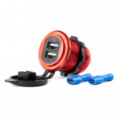 Amio - ΠΡΙΖΑ ΦΟΡΤΙΣΗΣ ΜΕ 2 ΘΥΡΕΣ USB ΚΑΙ ΚΑΠΑΚΙ ΚΟΚΚΙΝΗ/ΜΑΥΡΗ 12/24V 5V 3.1A MOD-10 - 1 τεμ. (02860/AM) Διάφορες Πρίζες και Φις americat.gr