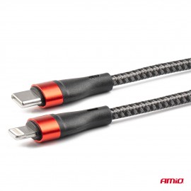 Amio - ΚΑΛΩΔΙΟ ΦΟΡΤΙΣΗΣ ΚΑΙ ΣΥΓΧΡΟΝΙΣΜΟΥ USB TYPE C ΣΕ APPLE LIGHTNING 100cm 2.4A UC-17 - 1 ΤΕΜ. (02929/AM) Καλώδια americat.gr