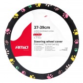 Amio - ΚΑΛΥΜΜΑ ΤΙΜΟΝΙΟΥ SWC-46 (M) 37-39cm ΜΑΥΡΟ ΜΕ ΣΧΕΔΙΟ ΠΟΛΥΧΡΩΜΕΣ ΠΑΤΟΥΣΕΣ ΣΚΥΛΟΥ - 1 ΤΕΜ. (02986/AM) Διάμετρος 37-39 cm americat.gr