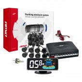 Amio - ΣΥΣΤΗΜΑ ΠΑΡΚΑΡΙΣΜΑΤΟΣ 12V ΜΕ 8 ΔΙΑΙΡΟΥΜΕΝΟΥΣ ΑΙΣΘΗΤΗΡΕΣ ΣΕ MAYΡΟ ΧΡΩΜΑ ΤΥΠΟΥ GOLD 18mm ΚΑΙ ΟΘΟΝΗ LED - 1 τεμ. (03192/AM) Αισθητήρες παρκαρίσματος οπισθοπορείας και εμπρός americat.gr