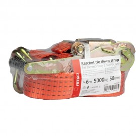 Amio - ΙΜΑΝΤΑΣ ΔΕΣΙΜΑΤΟΣ ΜΕ ΚΑΣΤΑΝΙΑ ΚΑΙ ΜΕΤΑΛΛΙΚΟΥΣ ΓΑΝΤΖΟΥΣ 6m/50mm 5000kg ΚΟΚΚΙΝΟ - 1 τεμ. (03298/AM) Ιμάντες Πρόσδεσης americat.gr