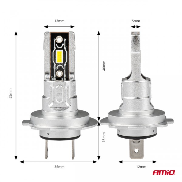 Amio - ΛΑΜΠΕΣ LED H7 H-SERIES 12>24V 50W 6500K 2225lm +200% CSP LED - 2 TEM. (03332/AM) Λάμπες americat.gr