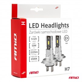 Amio - ΛΑΜΠΕΣ LED H7 H-SERIES 12>24V 50W 6500K 2225lm +200% CSP LED - 2 TEM. (03332/AM) Λάμπες americat.gr
