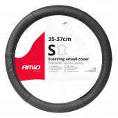 Amio - ΚΑΛΥΜΜΑ ΤΙΜΟΝΙΟΥ ΑΠΟ ΔΕΡΜΑ (S) 35/37cm SWC-50-S ΣΕ ΜΑΥΡΟ ΧΡΩΜΑ ΤΡΥΠΗΤΟ ΜΕ ΜΑΥΡΕΣ ΡΑΦΕΣ - 1 ΤΕΜ. (03555/AM) Διαμετρος 35-37 cm americat.gr