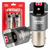 Amio - ΛΑΜΠΑΚΙΑ P21/5W BAY15d 12/24V 6.000K 4xSMD LED CAN-BUS ΚΟΚΚΙΝΟ PRO SERIES - 2 Τεμ. (03586/AM) Με Κάλυκα americat.gr