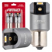 Amio - ΛΑΜΠΑΚΙΑ PY21W BAU15s 12/24V 6.000K 2xSMD LED FULL CAN-BUS ΠΟΡΤΟΚΑΛΙ PRO SERIES - 2 Τεμ. (03594/AM) Με Κάλυκα americat.gr
