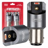 Amio - ΛΑΜΠΑΚΙΑ P21/5W BAY15d 12/24V 6.000K 2xSMD LED FULL CAN-BUS ΚΟΚΚΙΝΟ PRO SERIES - 2 Τεμ. (03596/AM) Με Κάλυκα americat.gr