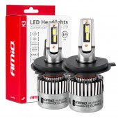 Amio - ΛΑΜΠΕΣ H4 9>16V 6.000K 5.400lm 60W K3 SERIES LED CAN-BUS (ΜΕ ΨΥΚΤΡΑ) - 2 Τεμ. (03682/AM) Λάμπες americat.gr