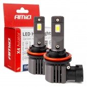Amio - ΛΑΜΠΕΣ LED H8/H9/H11 12V 44W 6.500K 3.936lm X4 SERIES AVIATOR PLUG & PLAY - 2 ΤΕΜ. (03765/AM) Λάμπες americat.gr