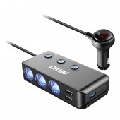 Amio - ΒΟΛΤΟΜΕΤΡΟ 12/24V 200W 5V ΜΕ ΦΙΣ ΑΝΑΠΤΗΡΑ ΚΑΙ ΠΡΟΕΚΤΑΣΗ ΜΕ 3 ΥΠΟΔΟΧΕΣ ΦΙΣ ΑΝΑΠΤΗΡΑ+3xUSB-C+USB-C - 1 Τεμ. (03781/AM) Βολτόμετρα americat.gr