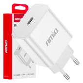 Amio - ΦΟΡΤΙΣΤΗΣ ΚΙΝΗΤΟY ΟΙΚΙΑΚΗ ΠΡΙΖΑ 1ΘΥΡΑ USB-C 20W 5V/3AQC ΛΕΥΚΟΣ - 1 ΤΕΜ. (03891/AM) Φορτιστές Σπιτιού americat.gr