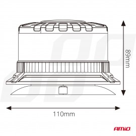 Amio - ΦΑΡΟΣ ΦΙΜΕ HEAVY DUTY W28M 12/24V ΠΟΡΤΟΚΑΛΙ 16LED ΜΑΓΝΗΤΙΚΟΣ/ΒΙΔΩΤΟΣ ΜΕ ΦΙΣ ΑΝΑΠΤΗΡΑ Υ89mm Φ110mm - 1 τεμ. (04108/AM) Φάροι LED americat.gr