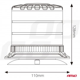 Amio - ΦΑΡΟΣ HEAVY DUTY W30M 12/24V ΠΟΡΤΟΚΑΛΙ 24LED ΜΑΓΝΗΤΙΚΟΣ/ΒΙΔΩΤΟΣ ΜΕ ΦΙΣ ΑΝΑΠΤΗΡΑ Υ128mm Φ110mm - 1 τεμ. (04111/AM) Φάροι LED americat.gr