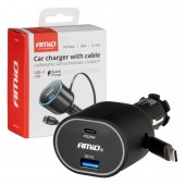 Amio - ΦΟΡΤΙΣΤΗΣ ΑΝΑΠΤΗΡΑ ΜΕ 2 ΘΥΡΕΣ USB-C 20W+USB-A QUICK CHARGE 3.0 ΜΕ ΚΑΛΩΔΙΟ USB-C 30W ΜΑΥΡΟ - 1 Τεμ. (04176/AM) Φορτιστές 12 και 24V americat.gr