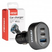 Amio - ΦΟΡΤΙΣΤΗΣ ΑΝΑΠΤΗΡΑ ΜΕ 3 ΘΥΡΕΣ 2xUSB-C 65W/20W+USB-A QUICK CHARGE 3.0 ΜΑΥΡΟ - 1 Τεμ. (04177/AM) Φορτιστές 12 και 24V americat.gr