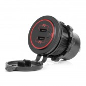 Amio - ΠΡΙΖΑ ΜΕ 2 ΘΥΡΕΣ USB-C ΜΕ ΔΙΑΚΟΠΤΗ ΚΑΙ ΚΑΠΑΚΙ 12/24V ΑΔΙΑΒΡΟΧΗ ΜΕ ΚΟΚΚΙΝΟ LED ΦΩΣ ΜΑΥΡΗ - 1 Τεμ. (04224/AM) Πρίζες Αναπτήρα americat.gr