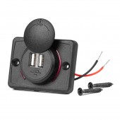 Amio - ΠΡΙΖΑ ΜΕ 2 ΘΥΡΕΣ USB ΚΑΙ ΚΑΠΑΚΙ 12/24V ΑΔΙΑΒΡΟΧΗ ΤΕΤΡΑΓΩΝΟ ΣΧΗΜΑ ΜΕ ΚΟΚΚΙΝΟ LED ΦΩΣ ΜΑΥΡΗ - 1 Τεμ. (04230/AM) Πρίζες Αναπτήρα americat.gr