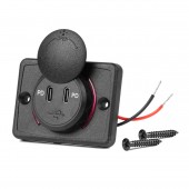 Amio - ΠΡΙΖΑ ΜΕ 2 ΘΥΡΕΣ USB ΚΑΙ ΚΑΠΑΚΙ 12/24V ΑΔΙΑΒΡΟΧΗ ΤΕΤΡΑΓΩΝΟ ΣΧΗΜΑ ΜΕ ΚΟΚΚΙΝΟ LED ΦΩΣ ΜΑΥΡΗ - 1 Τεμ. (04232/AM) Φορτιστές 12 και 24V americat.gr