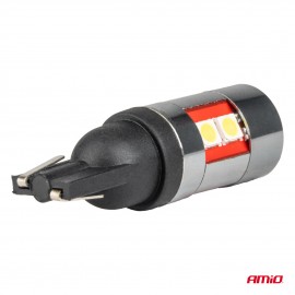 Amio - Λάμπες LED CAN Bus T10 W5W (W2.1x9.5d) Universal για Επιβατικά Αυτοκίνητα & Φορτηγά με τάση 12V-48V & 9xSMD 3030 σε Λευκή απόχρωση 5500K Chrome/Black - Σετ 2 τεμ. (04244/AM) Χωρίς Κάλυκα americat.gr