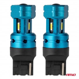 Amio - Λάμπες LED CANBUS T20 7440 W21W 4SMD 1860 Λευκή 6000K – 12/24V - 2 Τεμ. (04254/AM) Λάμπες americat.gr