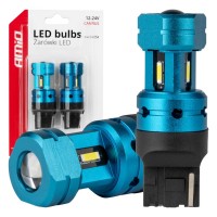 Amio - Λάμπες LED CANBUS T20 7440 W21W 4SMD 1860 Λευκή 6000K – 12/24V - 2 Τεμ. (04254/AM) Λάμπες americat.gr